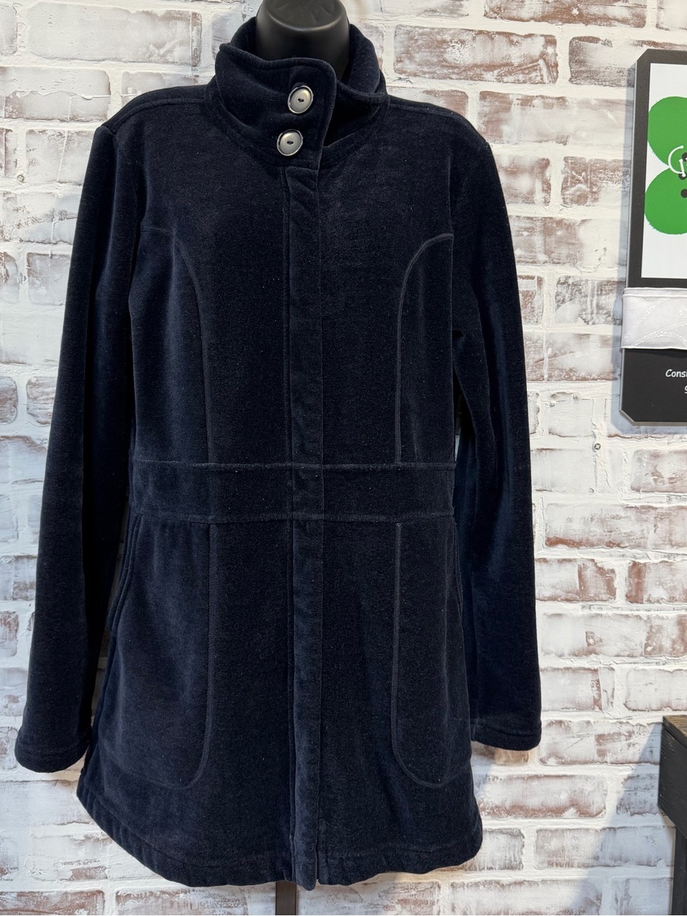 Patagonia Navy Blue  Coat with High Collar